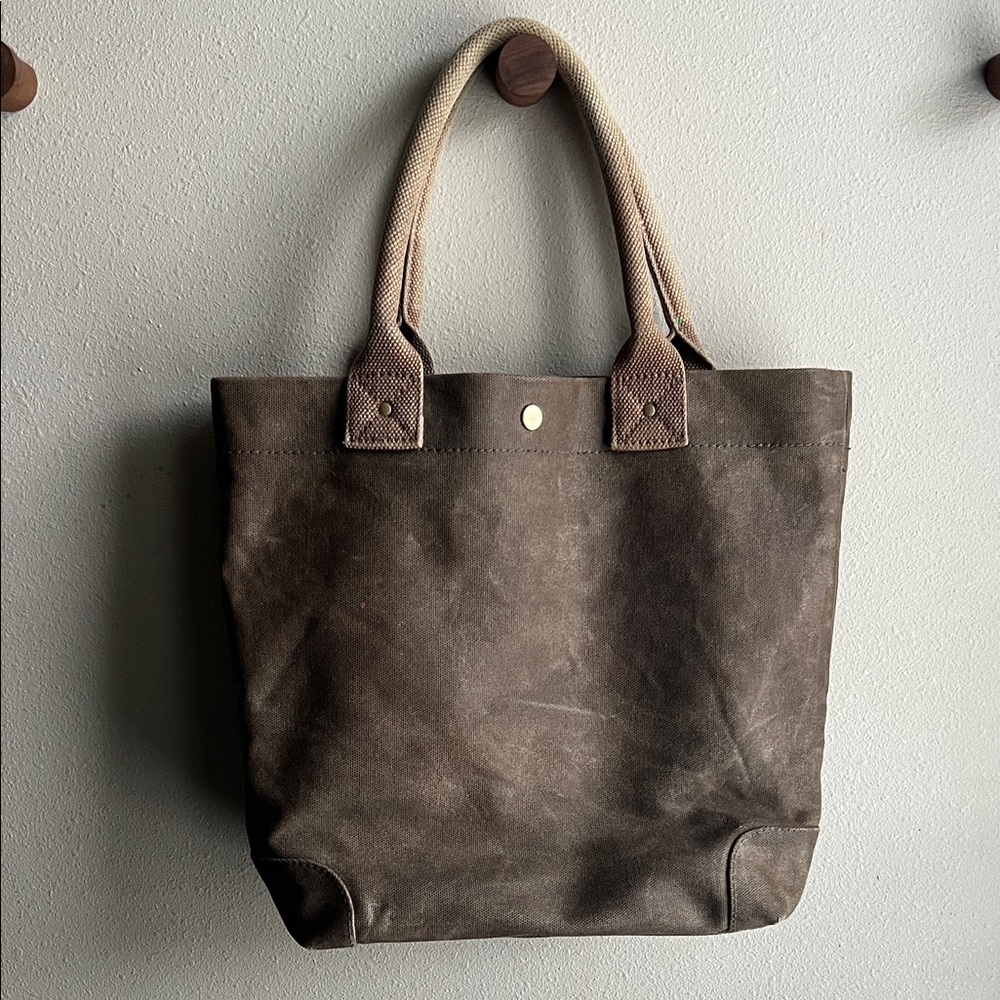 J. Crew Dark Brown Tote with Tan Handles
